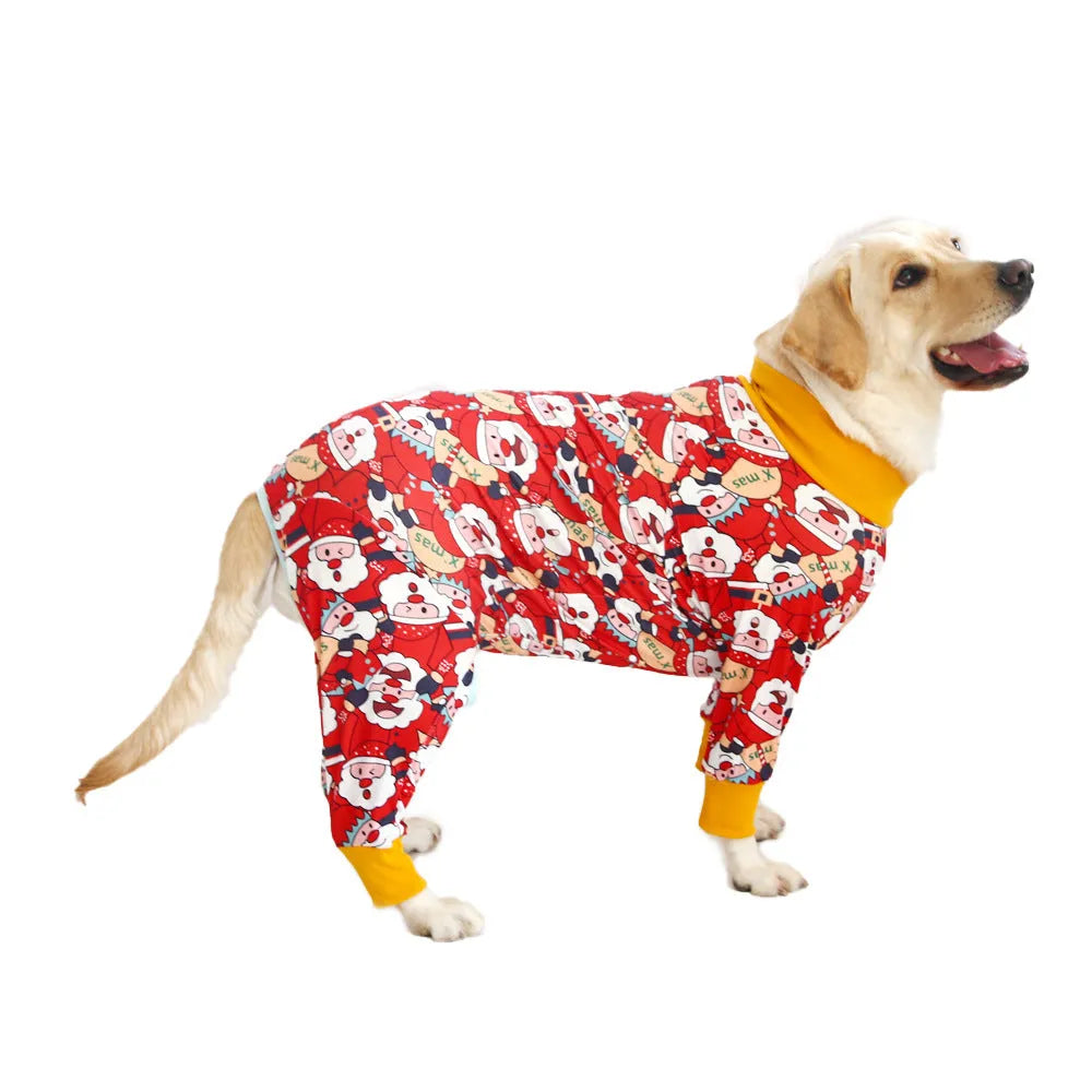 Cotton dog jumpsuit with cute printed design showing front view on mannequin