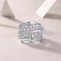 Blossoming All The Way moissanite wedding ring set in S925 silver with platinum plating, gift box packaging