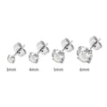 Titanium steel geometric square zircon stud earrings set with 14 pairs in 2mm to 8mm sizes