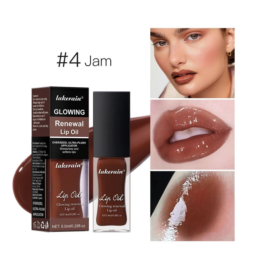 Glow Lip Gloss tube showing seven colour options with 8ml net content for nourishing moisturising lip care