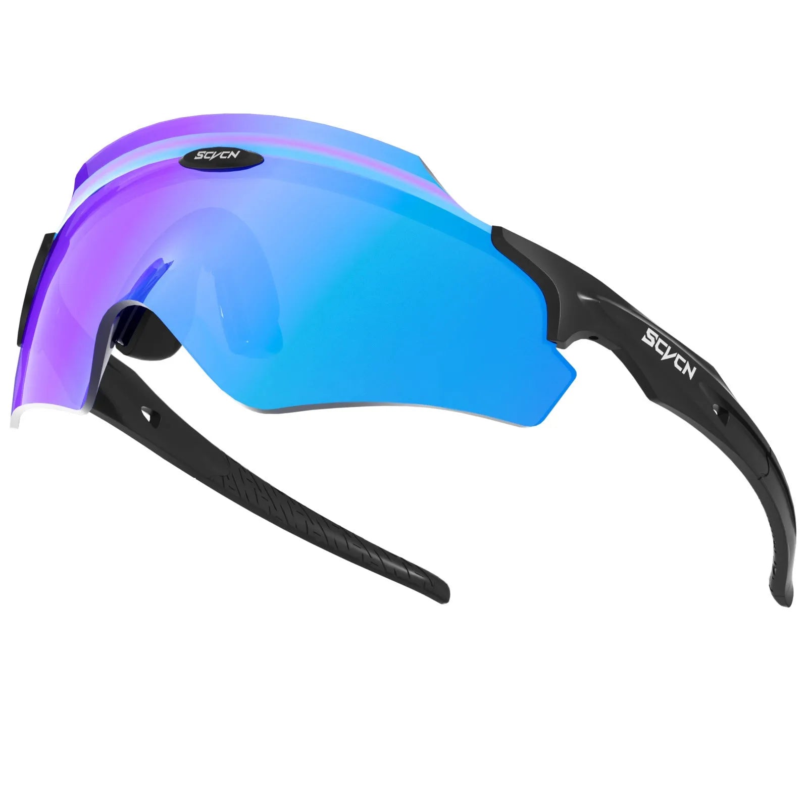 Frameless integrated lens sports goggles in a bold colour, shown from a front perspective.