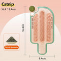 Ice cream-shaped cat scratching toy with corner rubbing post, mint ball, and feather attachment on white background.
