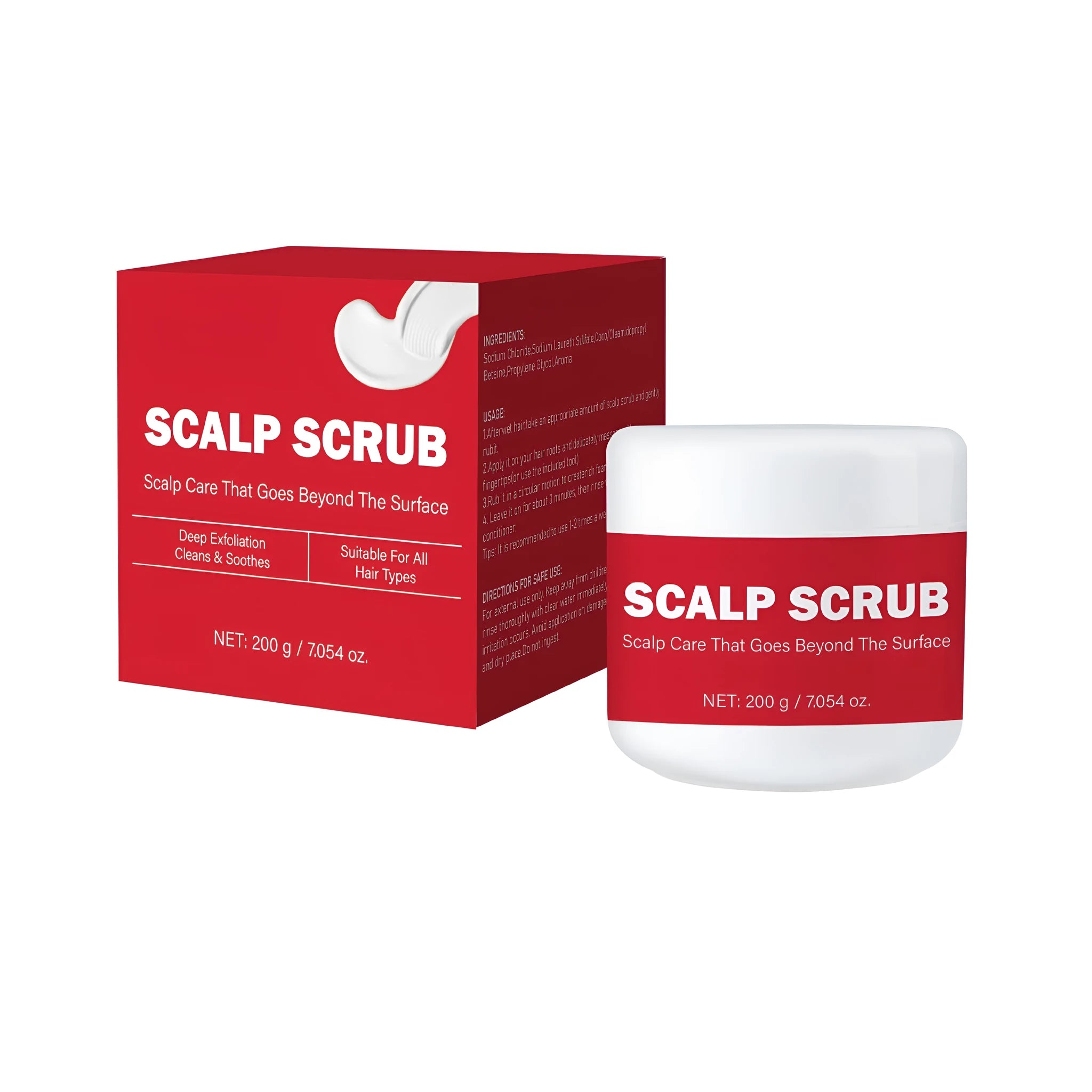 200g bottle of FP-B007 exfoliating scalp and facial scrub shampoo for anti-itching and anti-dandruff.