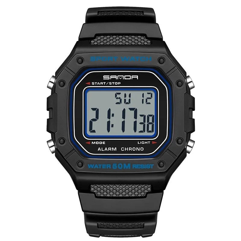 Youth waterproof electronic swimming watch with digital display and alarm clock in multiple colour options