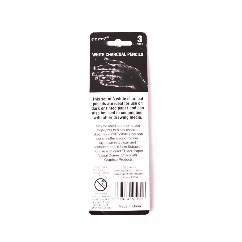 Wooden highlighting pen sketching white powder lead brush with white charcoal pencils in multi-pack box