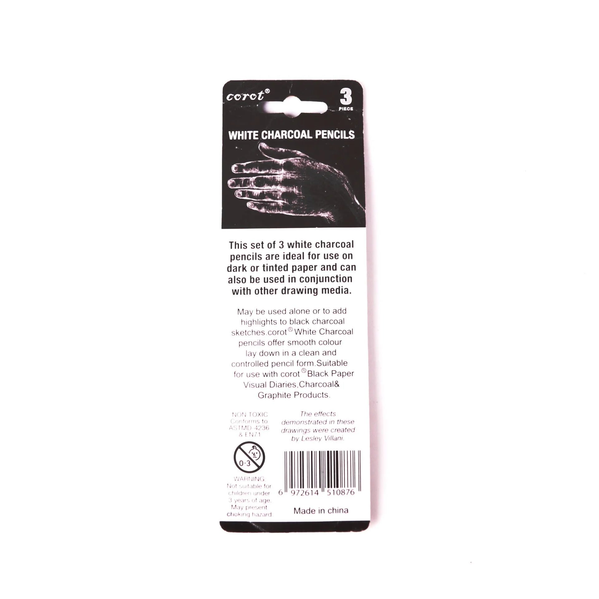 Wooden highlighting pen sketching white powder lead brush with white charcoal pencils in multi-pack box