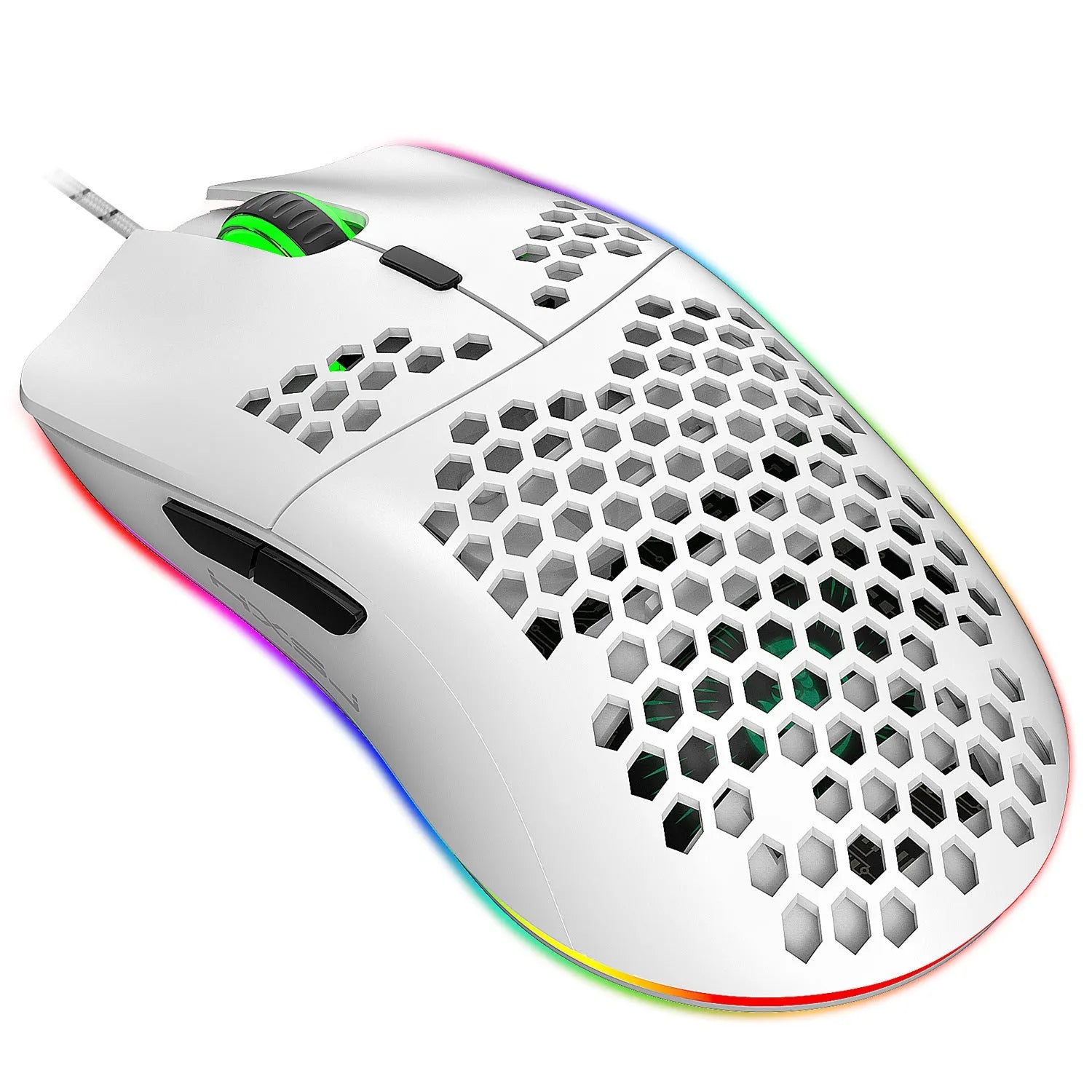 Lightweight honeycomb shell wired gaming mouse J900 RGB with 6 buttons, 150cm cable, black colour