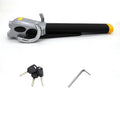 Universal car steering wheel lock in black gold, steel and aluminium alloy with copper core alarm, includes keys and wrench