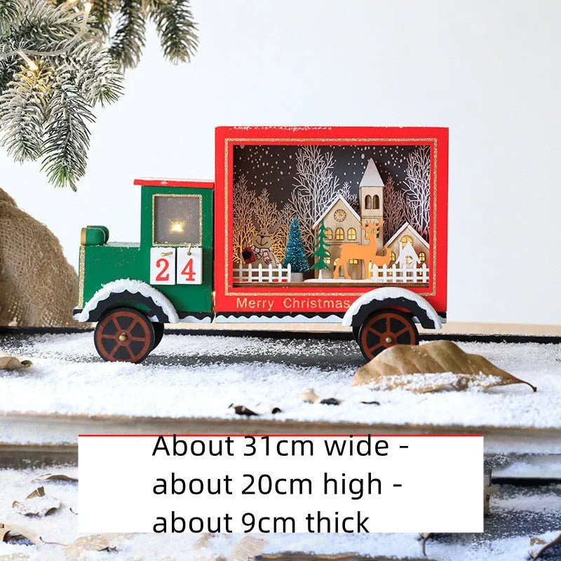 Wooden Christmas calendar with 24 red and green compartments for advent countdown, 37x32x6 cm
