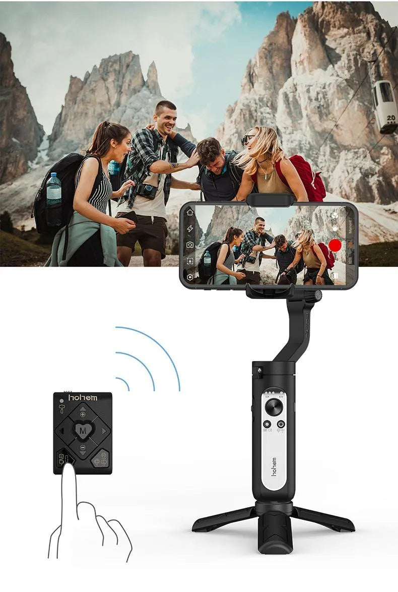 Black 3-axis mobile phone stabiliser with folded dimensions 179×79×39mm