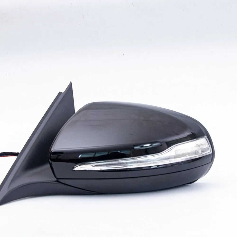 Mercedes-Benz W205 C-Class replacement rearview mirror assembly with ABS shell in black and white primer options