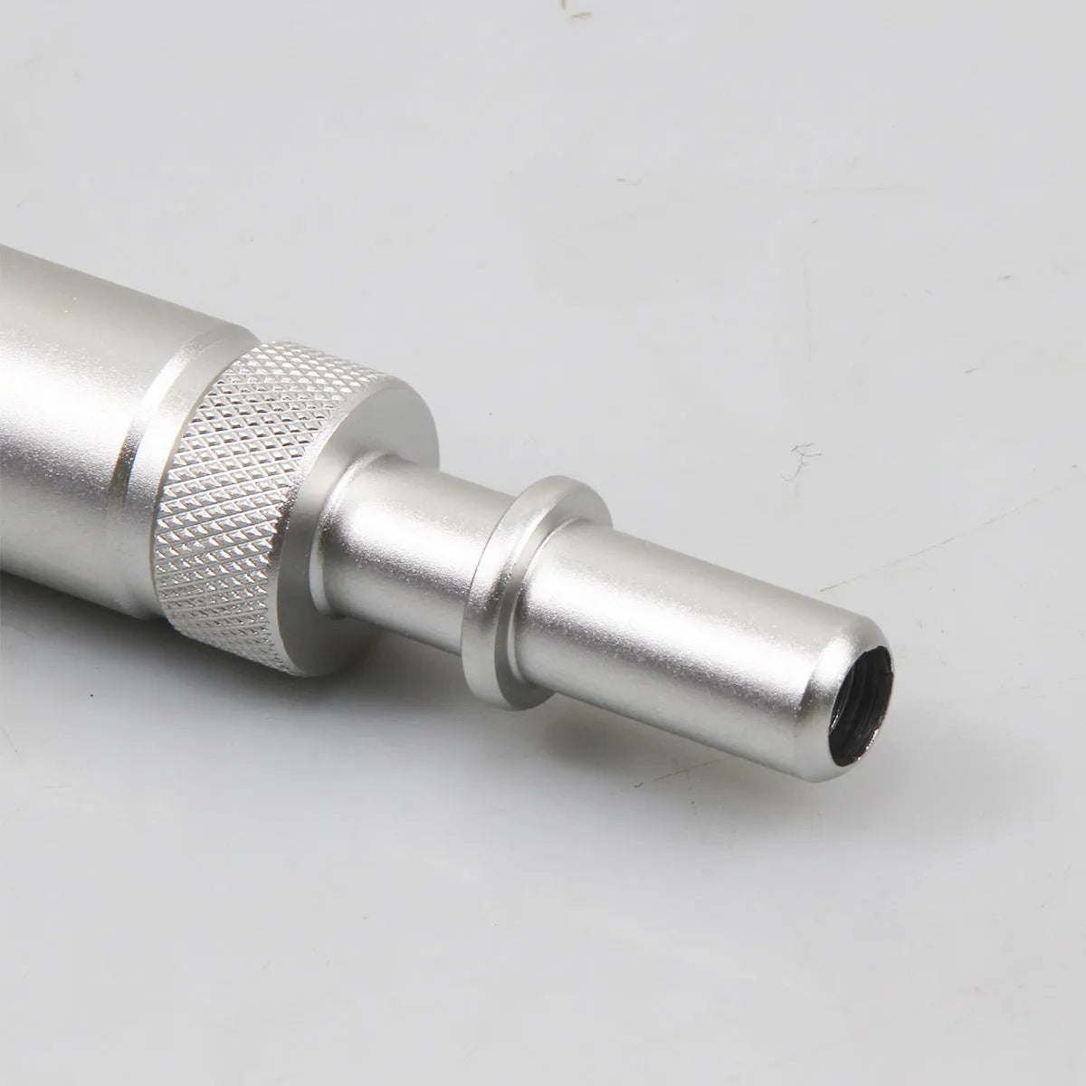 Silver metal transmission refueling joint adapter tool VAS6262-9.