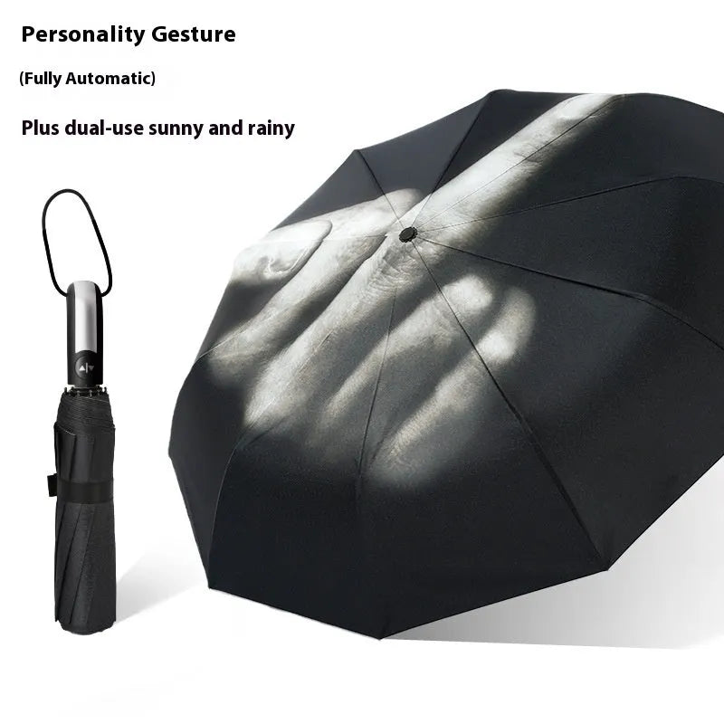 Tri-fold folding umbrella with iron frame and plastic handle in various colour styles