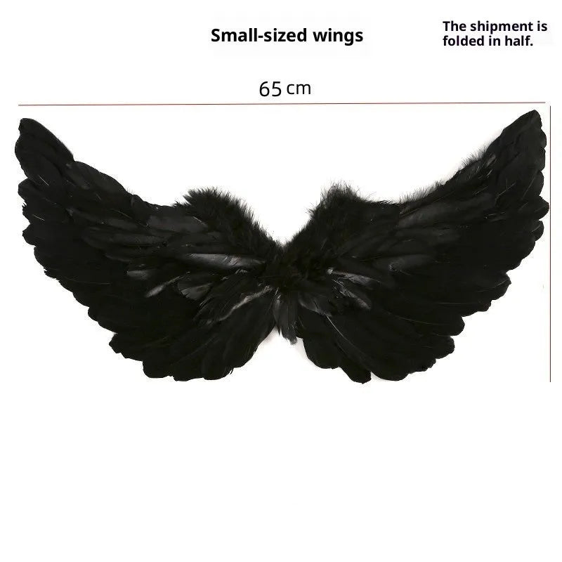 Black trumpet feather wings angel prop stage performance costume accessory