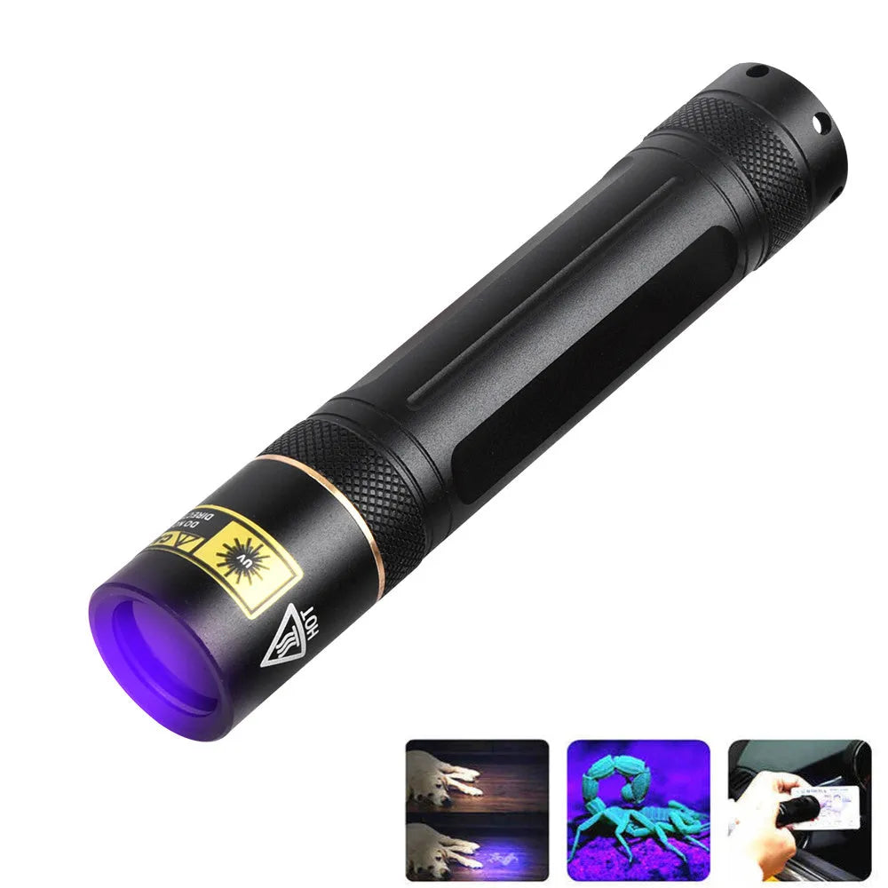 365nm UV fluorescence detection flashlight with aluminium alloy body and LED light source