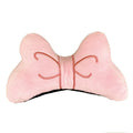 Soft plush bow tie helmet decoration in red, peach pink, or rose pink for motorcycle and ski helmets.