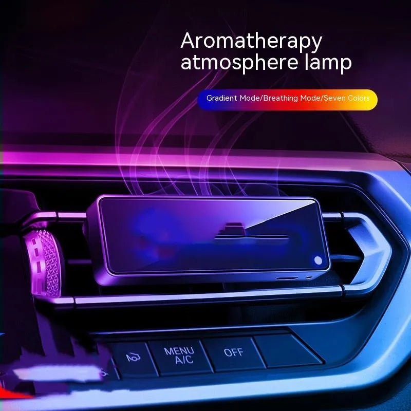Black car vent aromatherapy diffuser with LED light and fragrance sticks