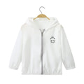 Children's Ice Silk sun protection jacket in light greenish blue, hooded and lightweight for summer outdoor use