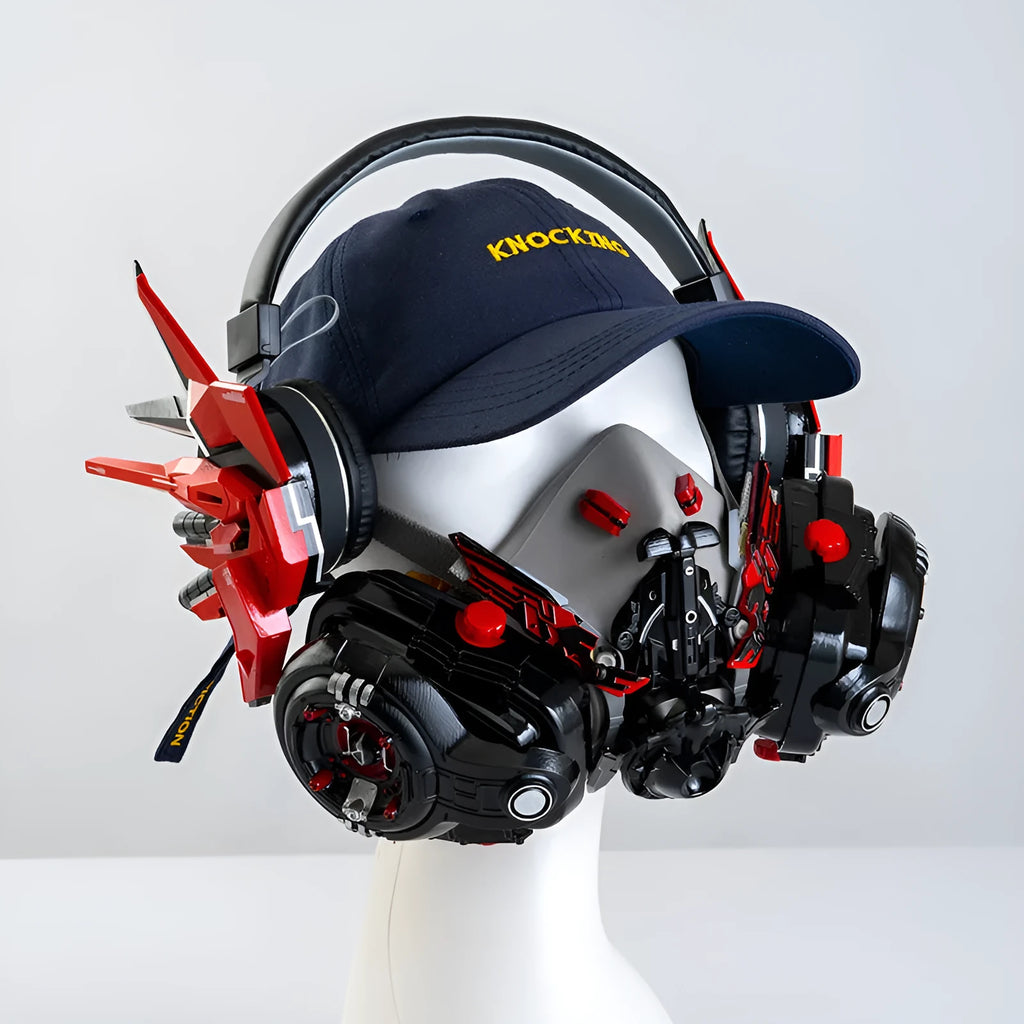 Men's Tech Mecha wireless Bluetooth headphones in plastic with sense of technology design, four colours available