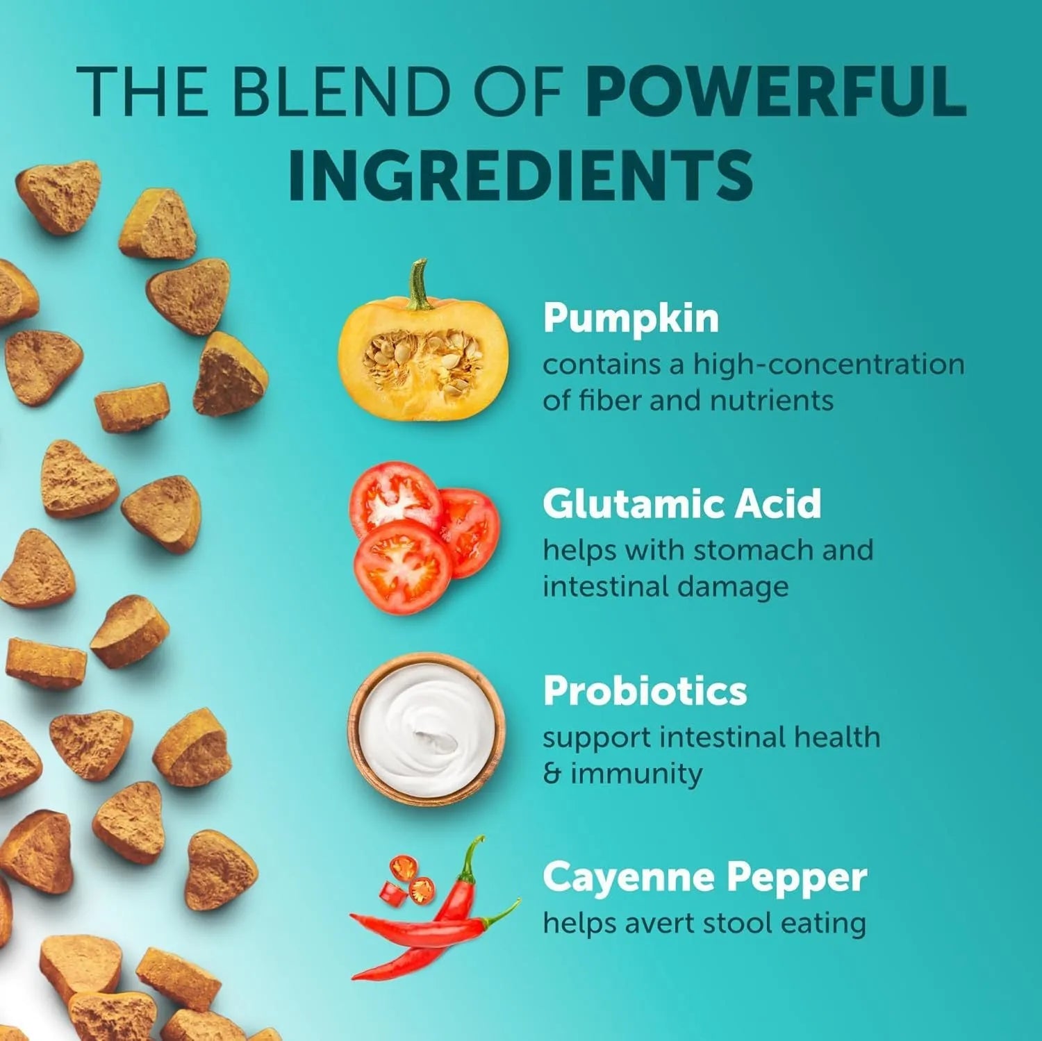 180 pumpkin-flavoured probiotic chewable tablets for dogs in sealed container