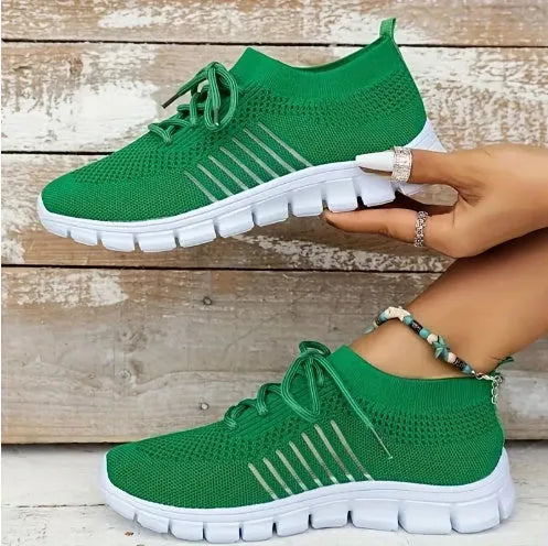 Women's breathable sneakers in multiple colours with rubber soles and lace-up front