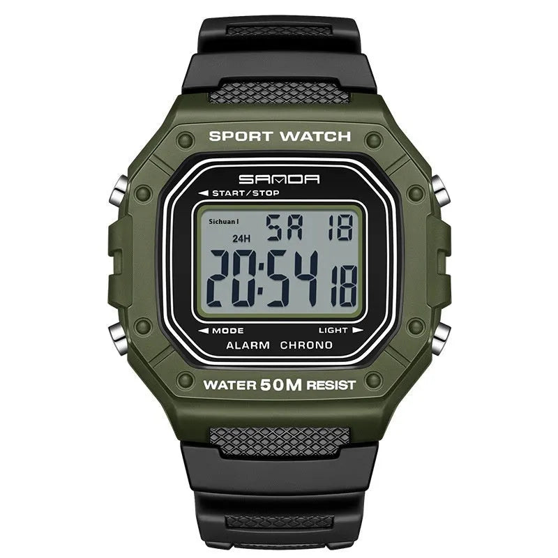 Youth waterproof electronic swimming watch with digital display and alarm clock in multiple colour options