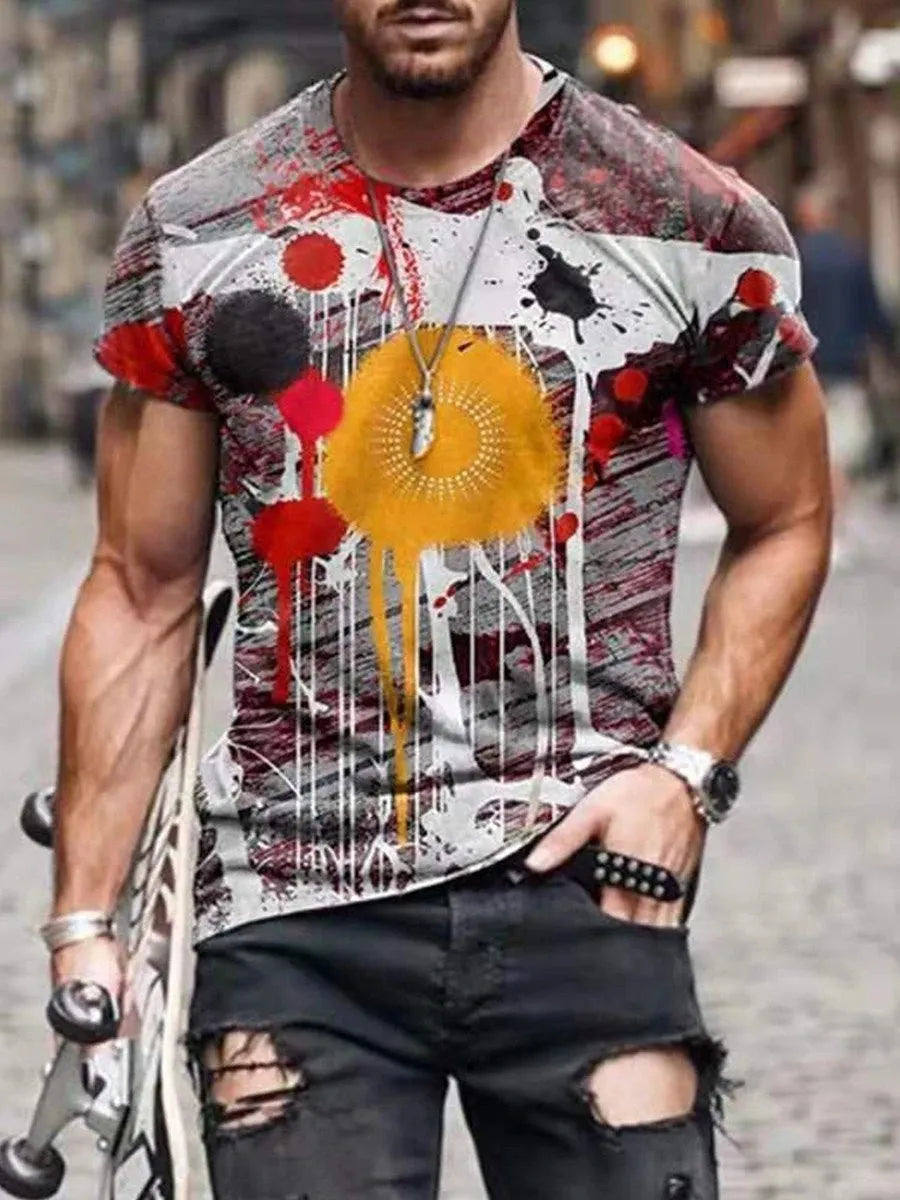 Men's camouflage print short-sleeve T-shirt in a loose fit