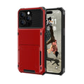 Fashion flip card phone case with PC hard shell in gray, showing card slot and iPhone compatibility