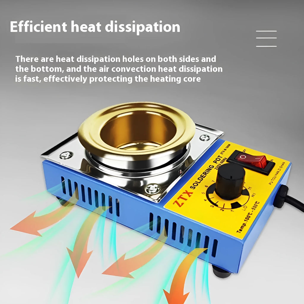 Desktop adjustable temperature tin melting furnace with titanium-plated crucible