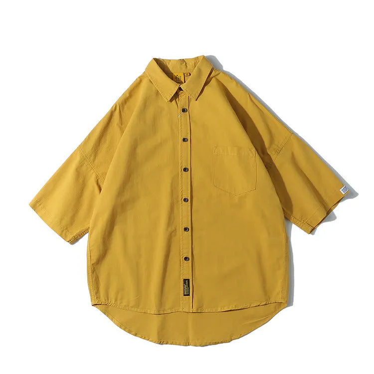 Men's Japanese style cotton summer shirt in loose cardigan fit
