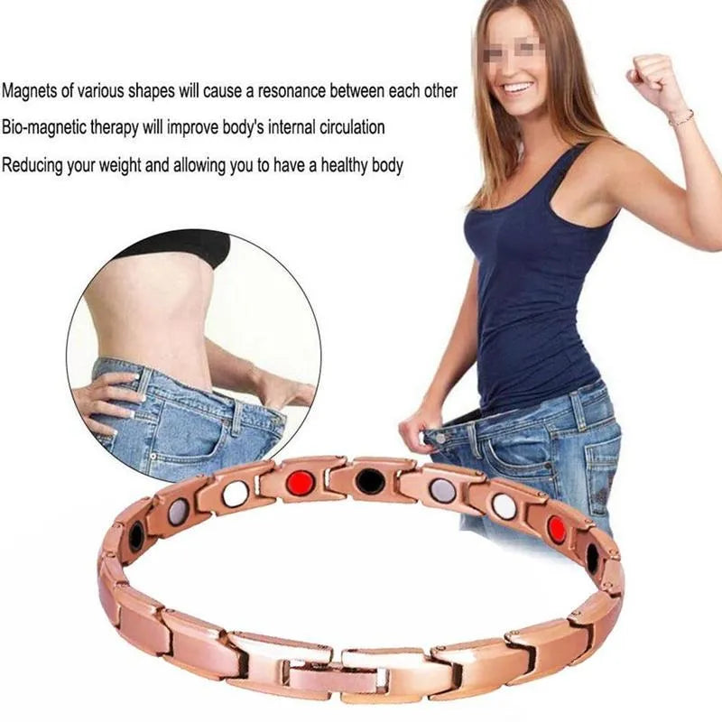 Metal rhombus therapy bracelet available in Black, Bronze, Gold, and Silver, with electroplated finish and optional 2pcs, 4pcs, or 8pcs sets.