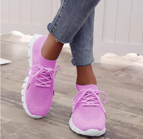 Women's breathable sneakers in multiple colours with rubber soles and lace-up front