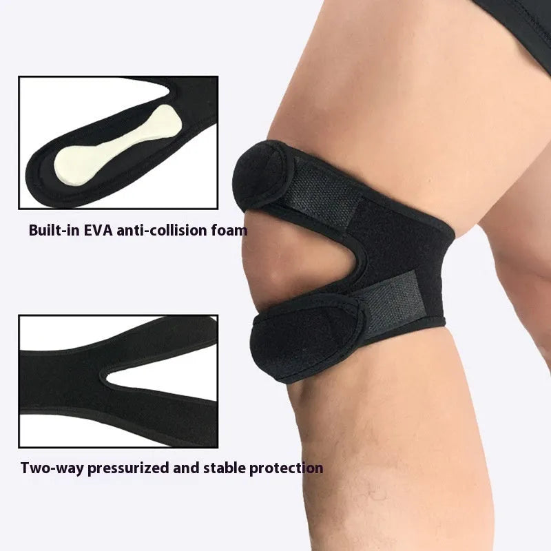 One-size-fits-all sports knee pads in black, blue, gray, and rose red for basketball and fitness.