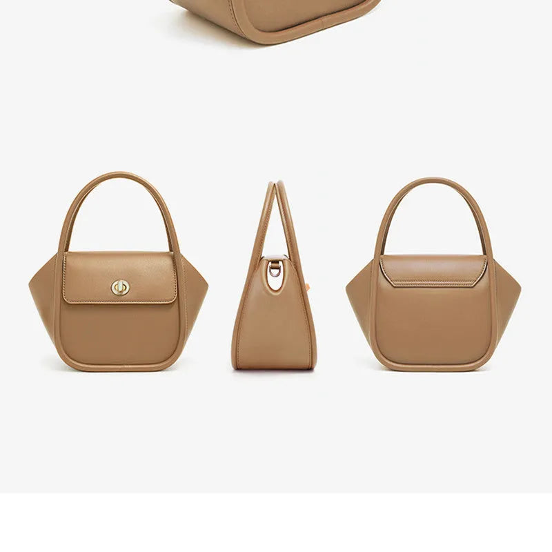 Women's leather wing tote bag in cow leather with buckle detail and cross-body strap