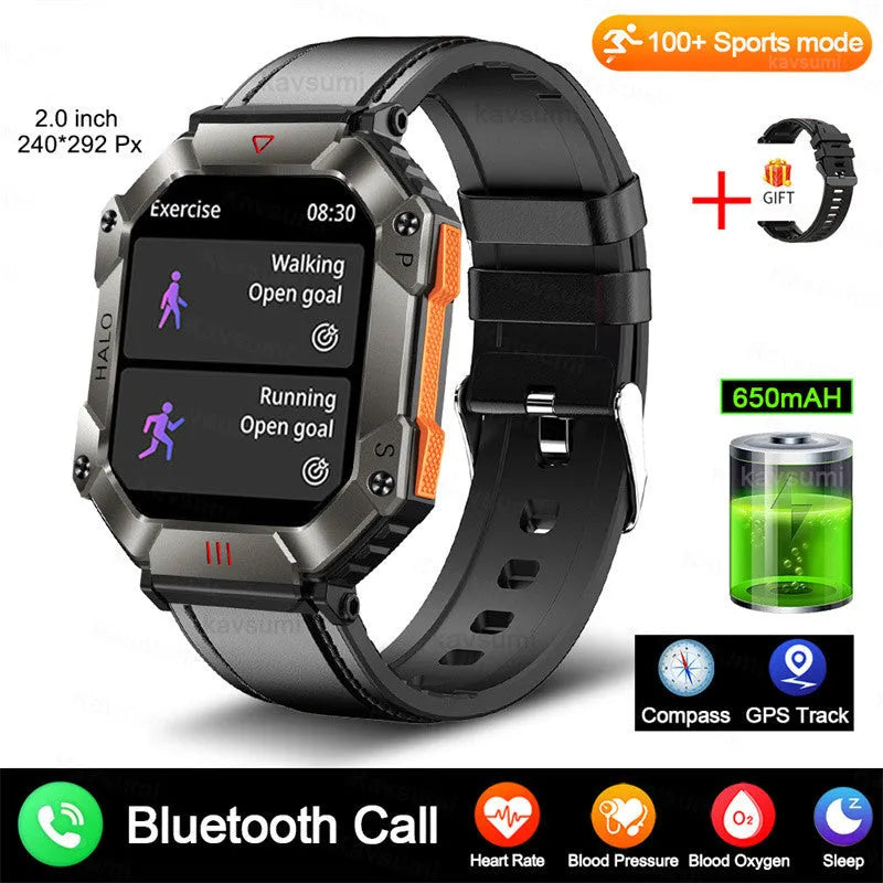 Black Android smart watch for women with titanium alloy case on a leather strap, showing GPS and call functions.