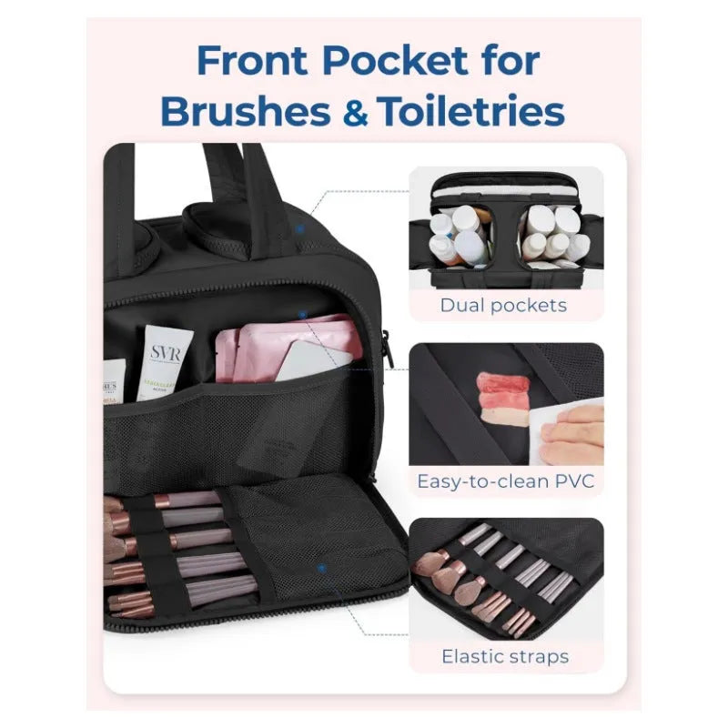 Large lightweight travel toiletry bag in a choice of colours with wide-open top.