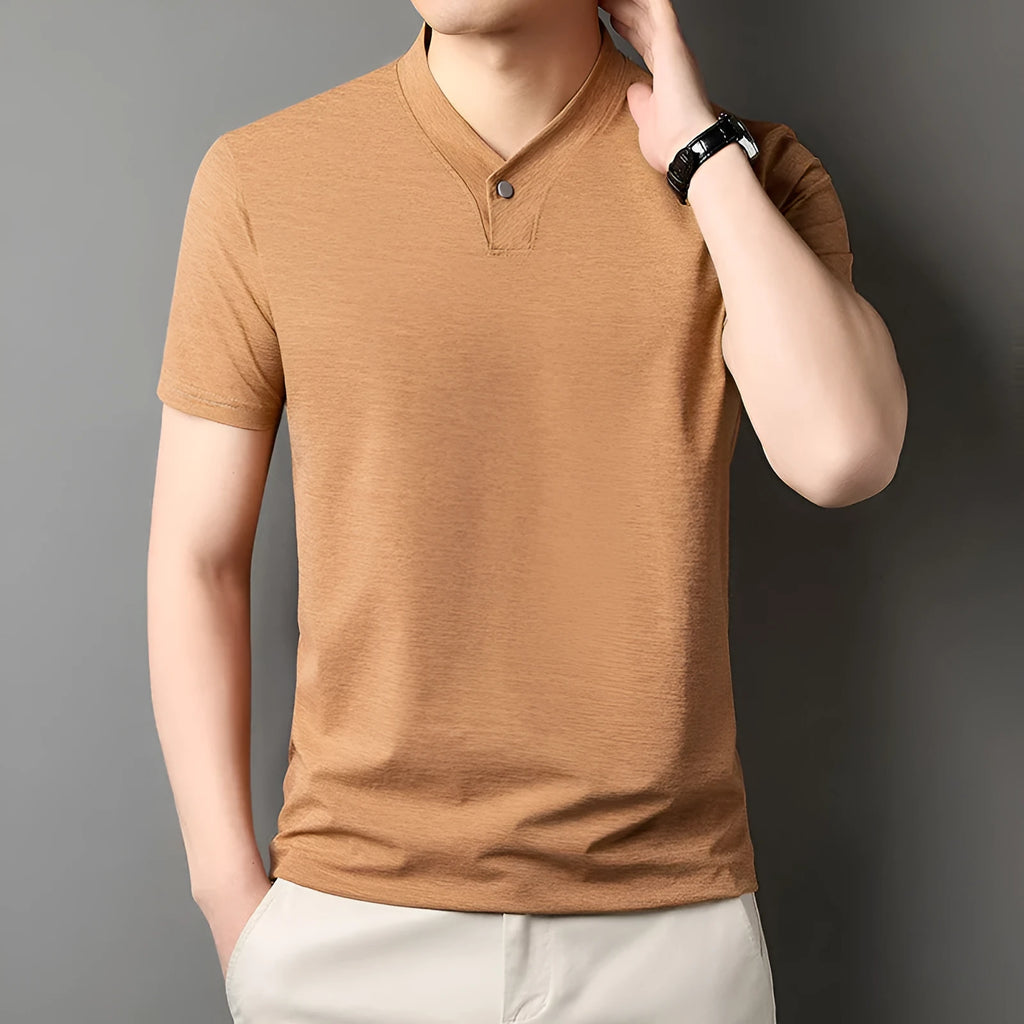 Men's lightweight zip front t-shirt in chemical fibre blend for summer casual wear