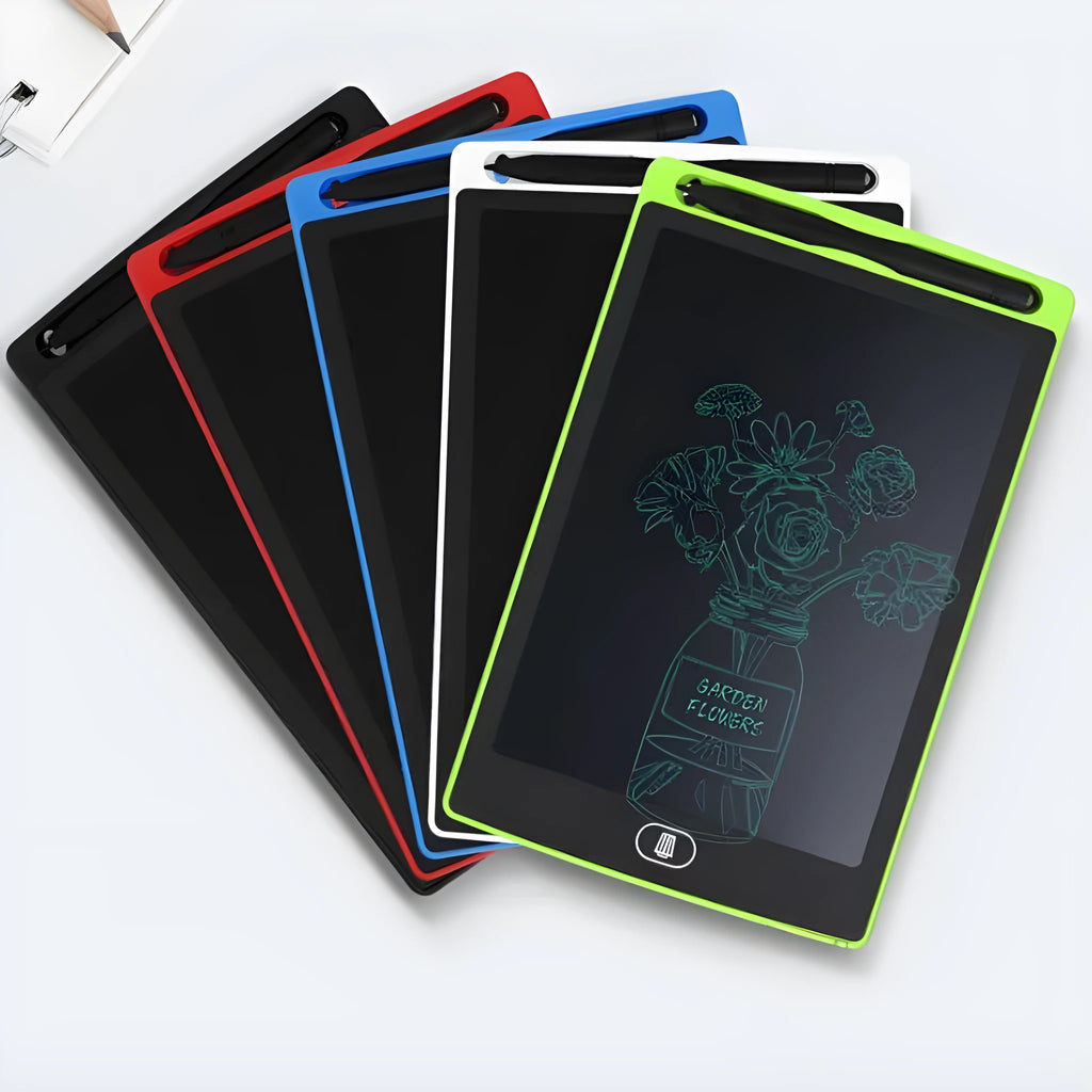 Electronic writing board drawing tablet for children in black white red green colour options