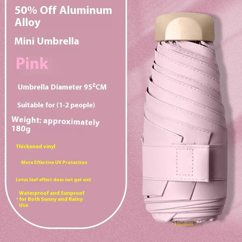 Five-fold manual umbrella with vinyl-laminated fabric in beige, black, blue, green, navy, pink, yellow or purple