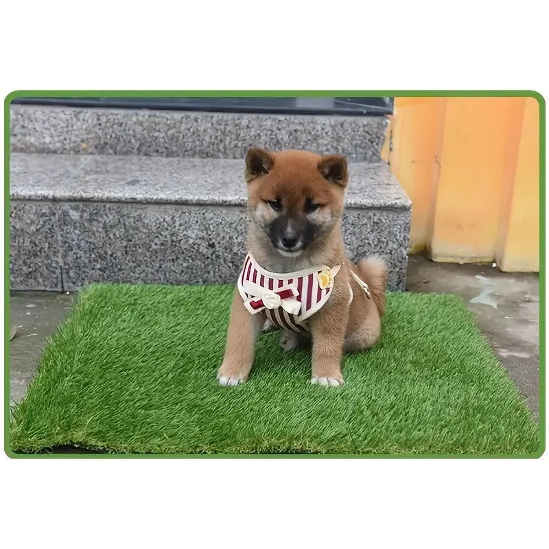 Artificial grass dog and cat toilet training mat in small, medium, and large washable sizes.