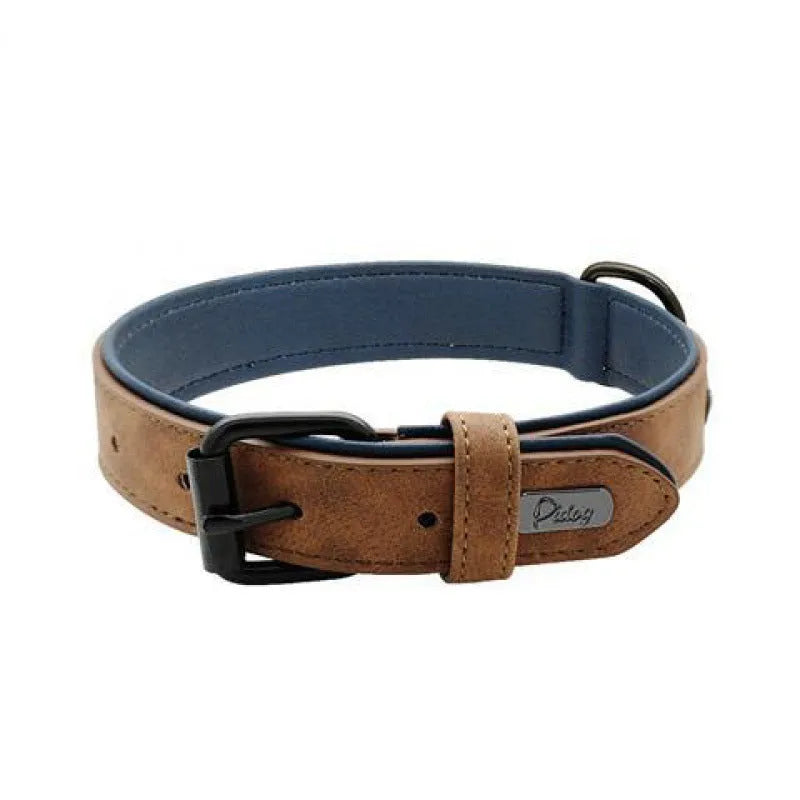 Adjustable dog collar with double-layer thickened construction in purple, blue, green, pink, or brown