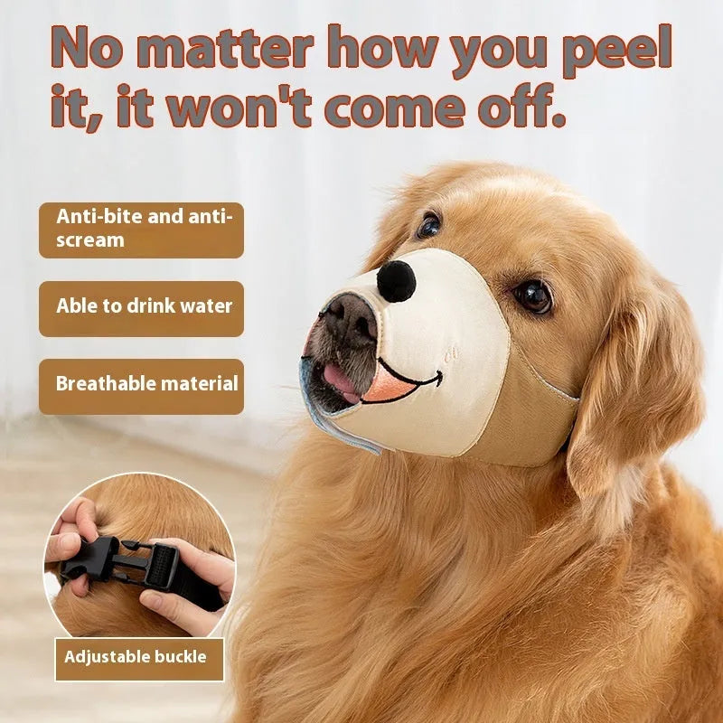 A canvas dog muzzle in Ollie Brown Bear colour, showing the basket design and adjustable head strap.