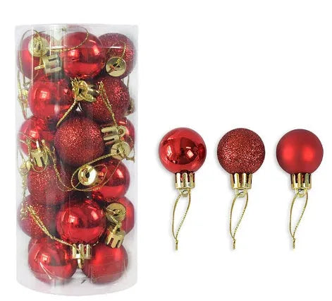 Shiny matte electroplated barrel-shaped plastic Christmas bauble in assorted colours, 6cm diameter.