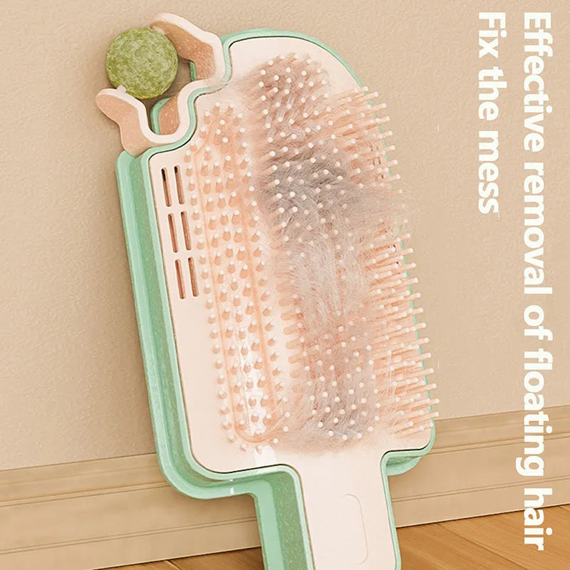 Ice cream-shaped cat scratching toy with corner rubbing post, mint ball, and feather attachment on white background.