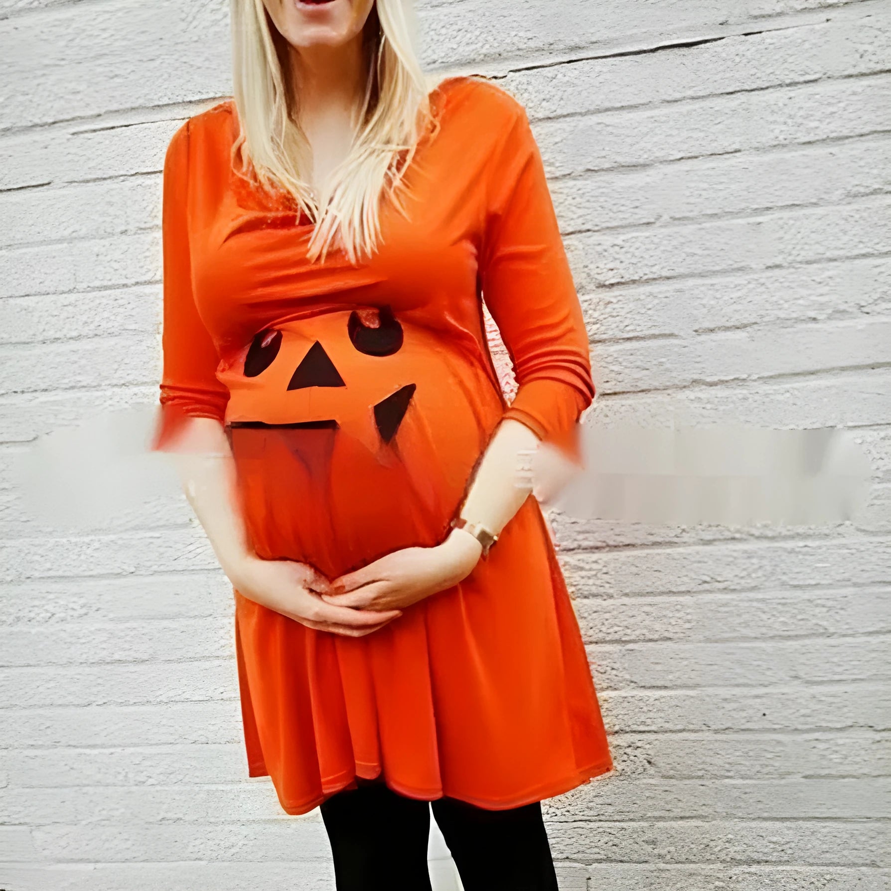 Orange cotton maternity dress for pregnancy and Halloween events