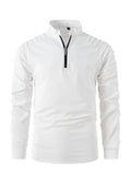 Men's spring autumn POLO zipper sports shirt in cotton blend slim fit long sleeve seven colours
