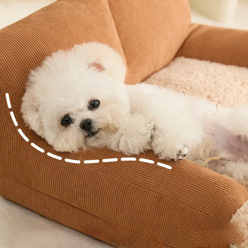 Removable cover pet bed in three sizes for small and medium dogs and cats with non-slip bottom