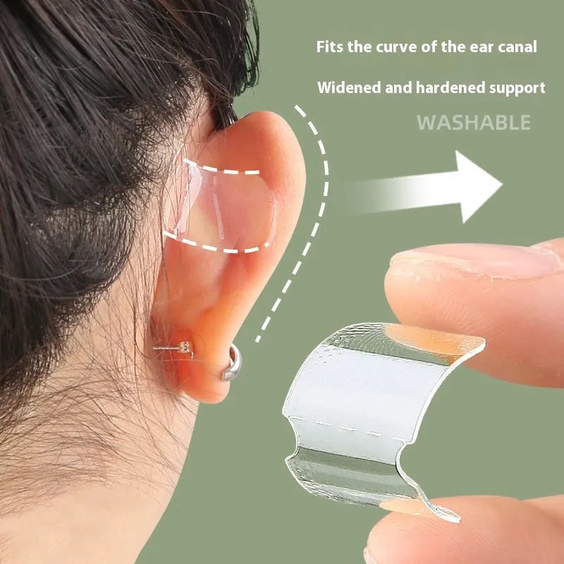 Transparent and frosted disposable ear patches for hair styling support with backing paper