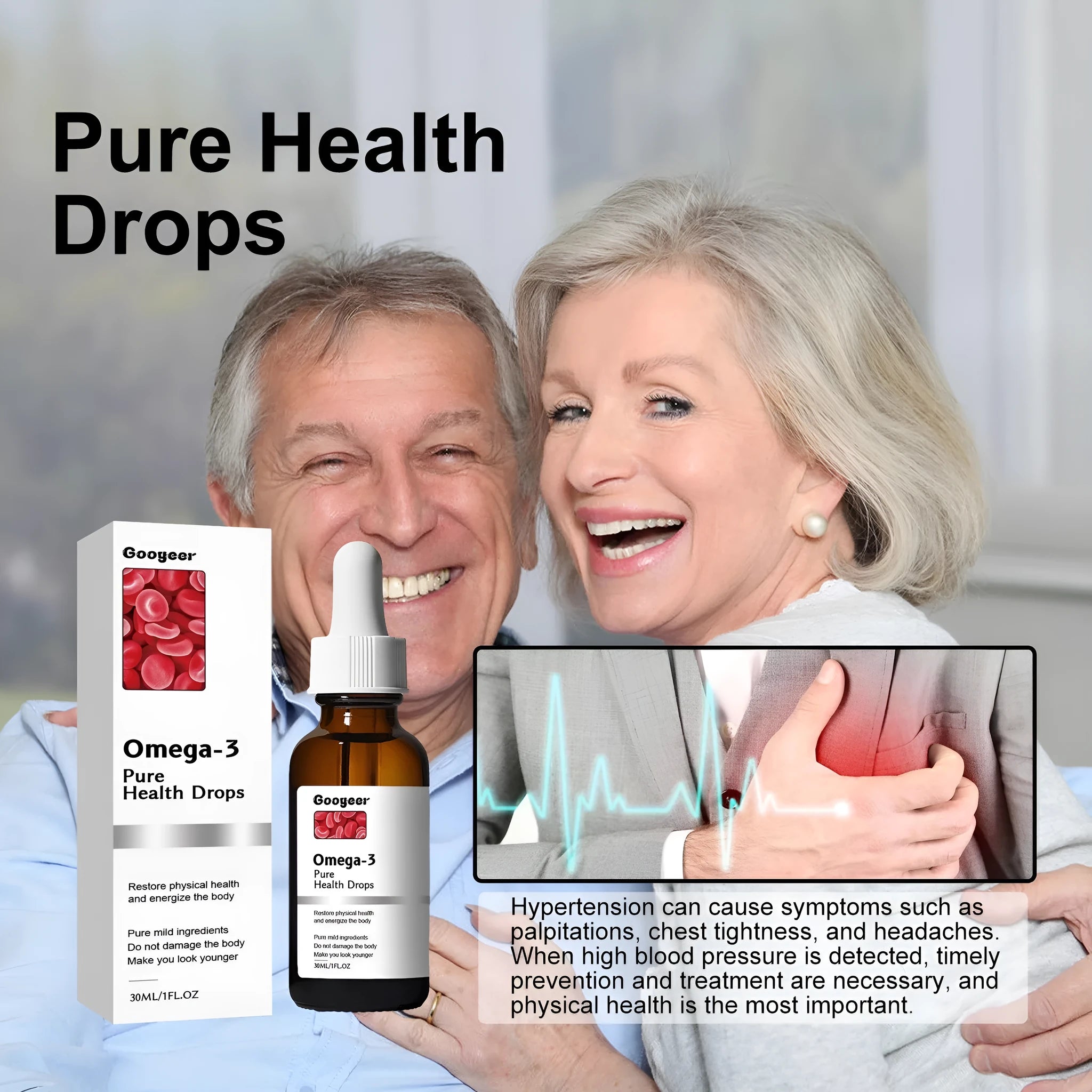 30ml bottle of body care drops liquid health supplement with dropper