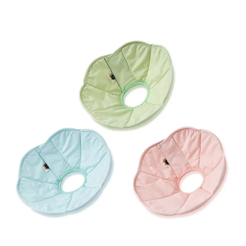 Waterproof polyester cat anti-licking recovery collar in Light Strawberry colour on a white background showing soft material